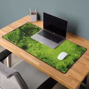 Lime Green Grunge with Black Accents Desk Mat