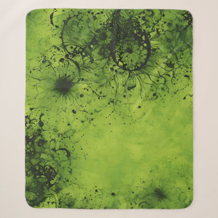 Lime Green Grunge with Black Accents Sherpa Blanket