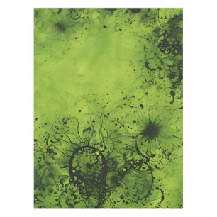 Lime Green Grunge with Black Accents Tablecloth