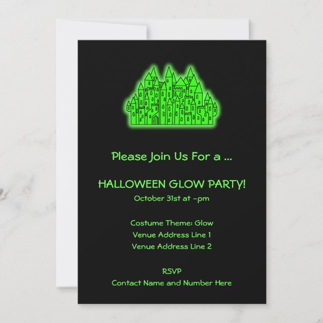 Lime Green Halloween Glow Party Invitation (Front)