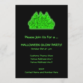 Lime Green Halloween Glow Party Invitation