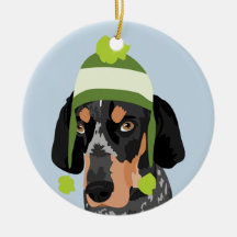 Lime Green Hat Coonhound Ornament