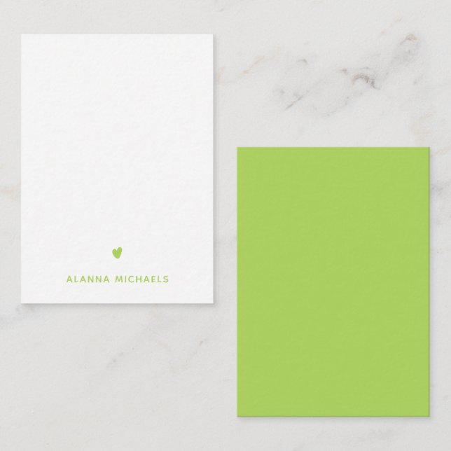 Lime Green Heart and Name Card (Front/Back)