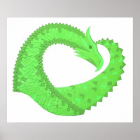 Lime green heart dragon on white