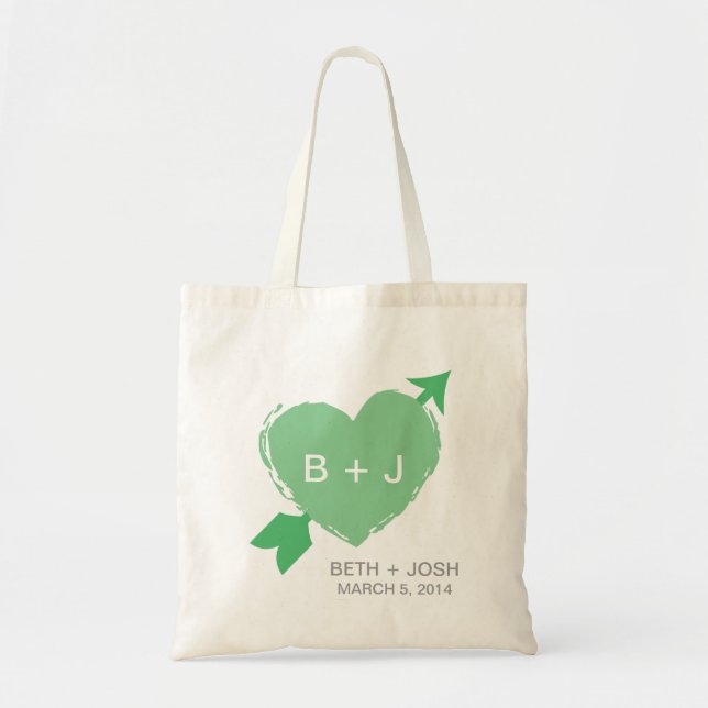 Lime Green Heart Illustration Tote Bag (Front)
