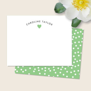Lime Green Heart & Polka Dots Cute Girly Card