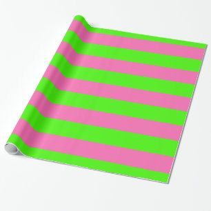 Lime Green Hot Pink #2 XL Preppy Stripe 1X Wrapping Paper