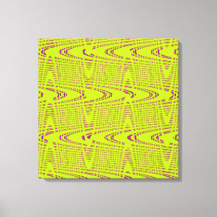 Lime Green Hot Pink Modern Geometric Wave Pattern Canvas Print