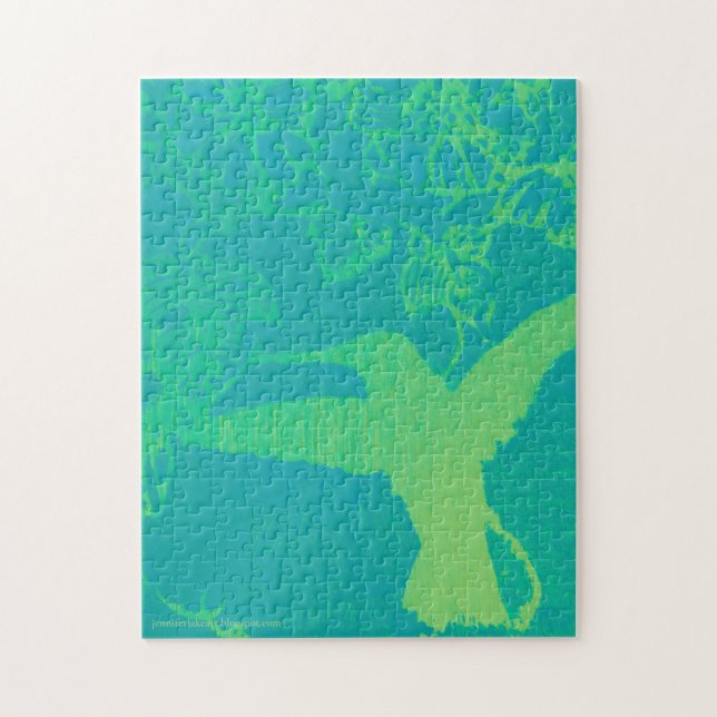 Lime Green Hummingbird Puzzle (Vertical)