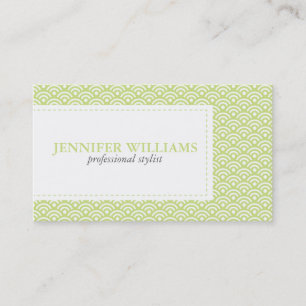 Lime Green Japanese Seigaiha Pattern Business Card