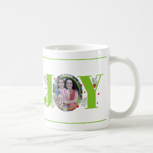 Lime green Joy with berries Christmas photo Coffee Mug