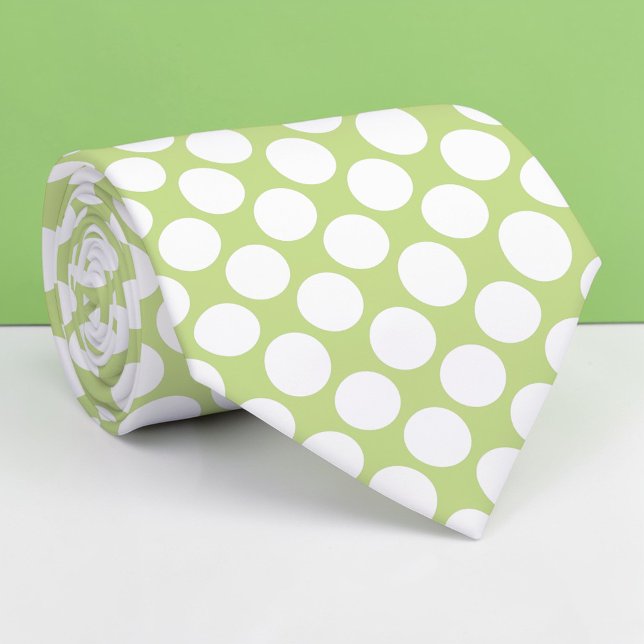 Lime Green Jumbo Polka Dots Custom Necktie (Creator Uploaded)