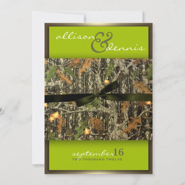Lime Green - Lavish Camo Wedding Invitations (Front)