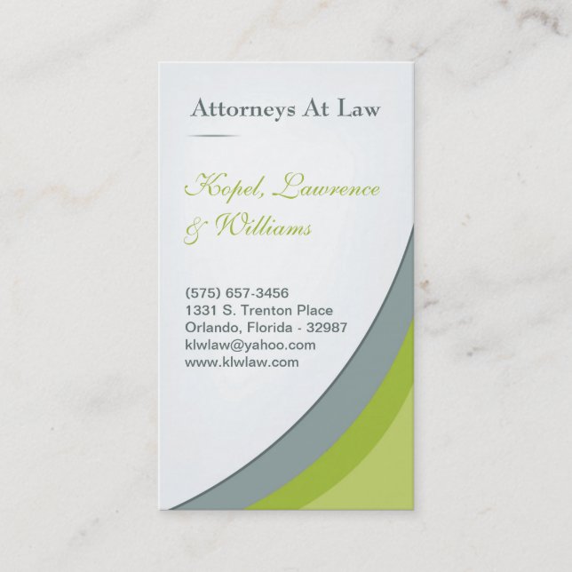 Lime Green Law Firm Legal Corporate Business Card (Front)
