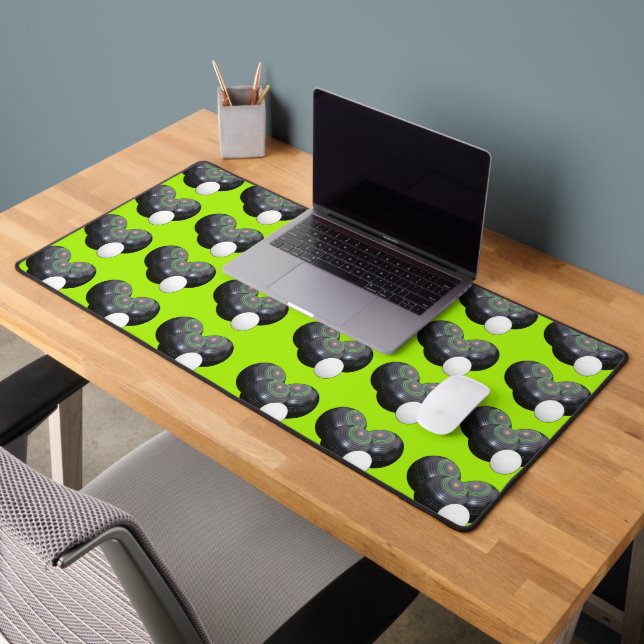 Lime Green Lawn Bowls, Desk Mat (Office 2)