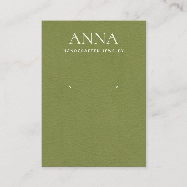 Lime Green Leather Earring Display Business Card (Front)