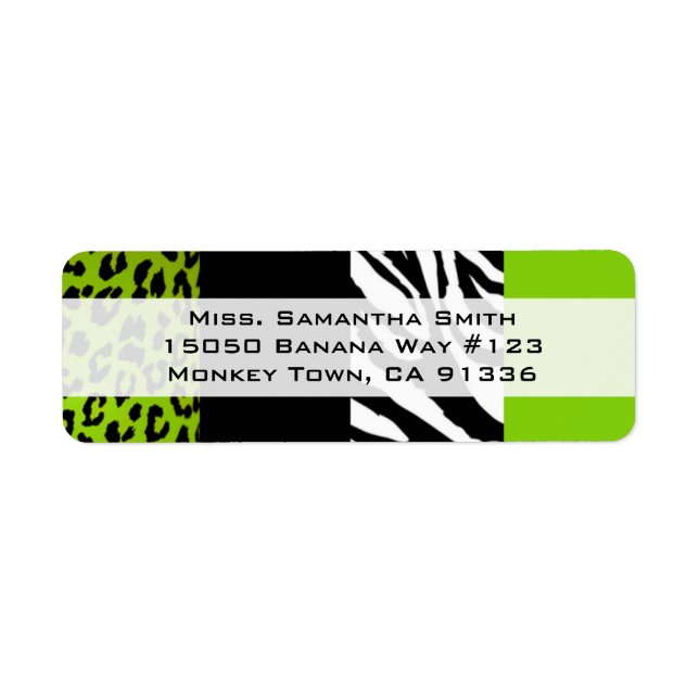 Lime Green Leopard and Zebra Animal Print Return (Front)