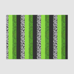 Lime Green Leopard and Zebra Animal Print Tissue Paper