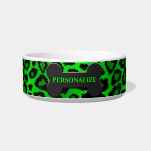 Lime Green Leopard Animal Print  Bowl