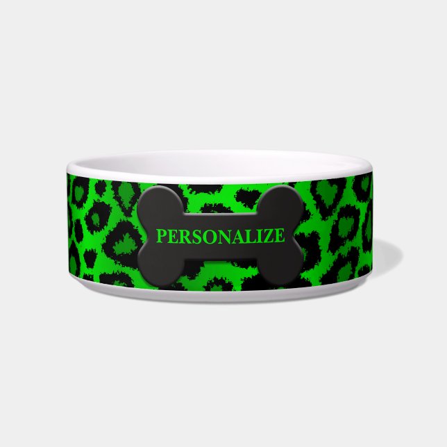 Lime Green Leopard Animal Print  Bowl (Front)