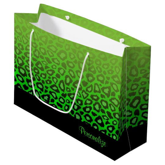 Lime Green Leopard Animal Print Large Gift Bag Zazzle.co.uk