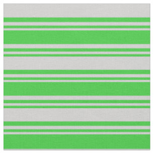Lime Green & Light Grey Coloured Stripes Pattern Fabric