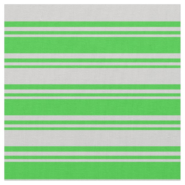Lime Green & Light Grey Coloured Stripes Pattern Fabric (Close Up)