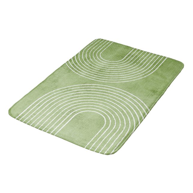 Lime Green Linen Minimalist Bath Mat (Angled)