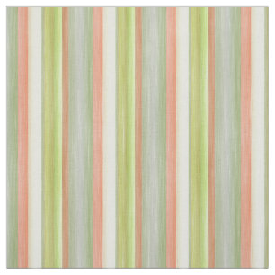 Lime Green Living Coral Watercolor Stripes Pattern Fabric