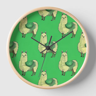 Lime Green Llama Clock