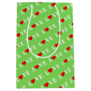 Lime Green LOVE Modern Chic Medium Gift Bag
