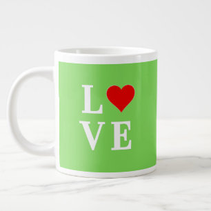 Lime Green LOVE Modern Stylish Large Coffee Mug