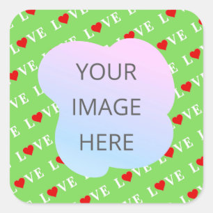 Lime Green LOVE Square Sticker