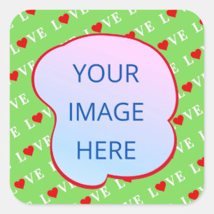 Lime Green LOVE Square Sticker