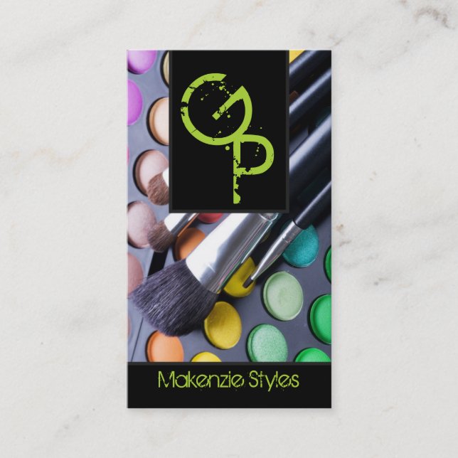Lime Green Make Up Artist Palette Business Card (Front)