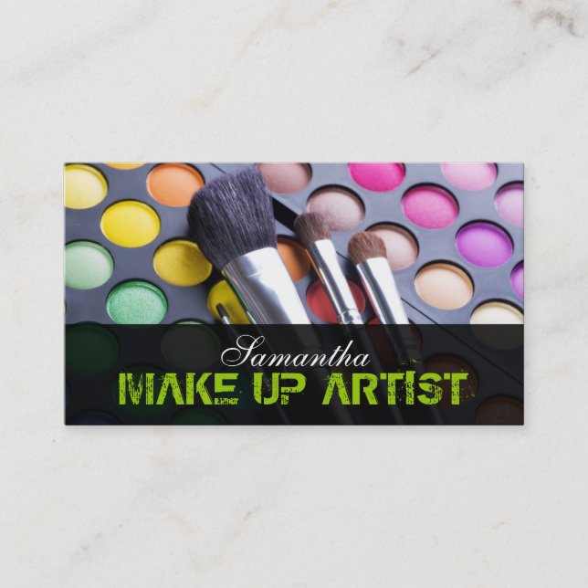 Lime Green Make Up Artist Palette Business Card (Front)