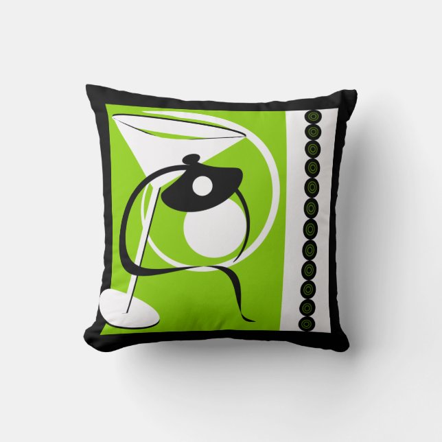 Lime Green Martini Abstract American MoJo Pillow (Front)
