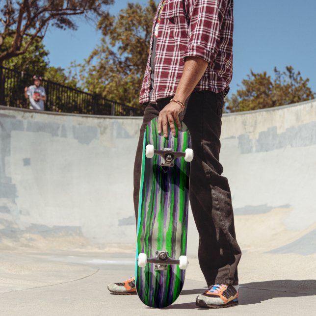 Lime Green Melted Stripe Skateboard (Outdoor 2)