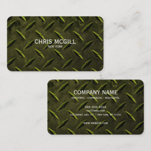 Lime Green Metal Texture Custom Construction Business Card