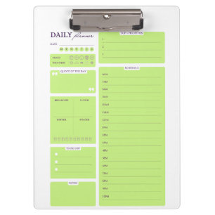 Lime Green Minimalist Daily Planner Template Clipboard
