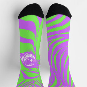 Lime Green Mismatched Zebra Socks