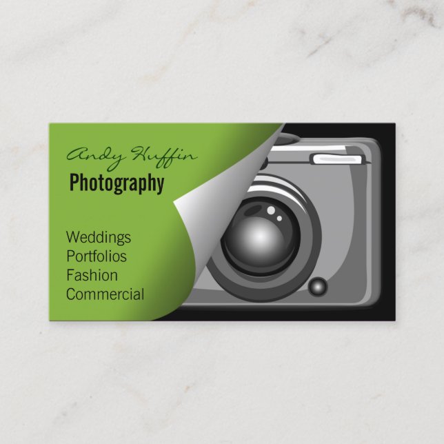lime green Mod photographers Business Card (Front)