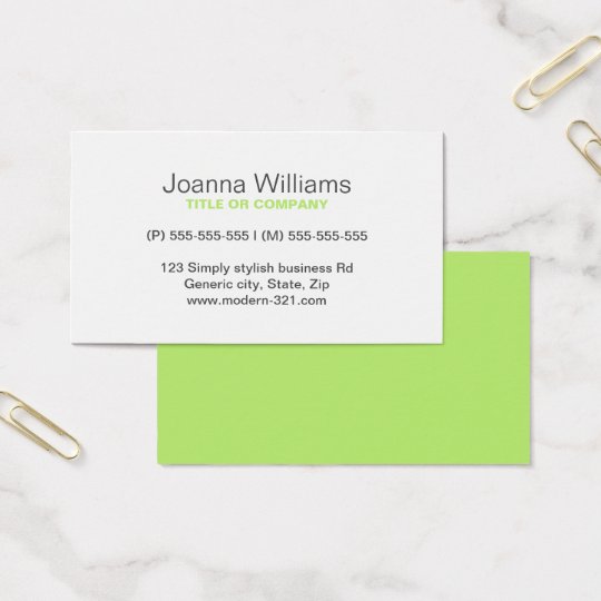 Lime green modern generic simple elegant personal business card