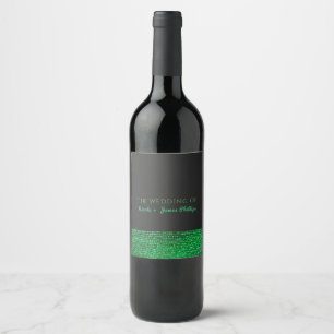 Lime Green Modern Glam Sequins Elegant Wine Labels