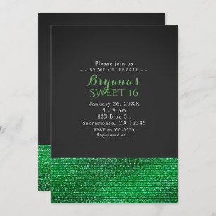Lime Green Modern Glam Sequins Party Invitations