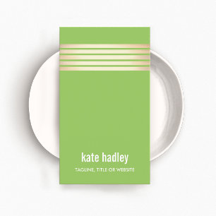 Lime Green Modern Gold Striped Pattern  Business Card