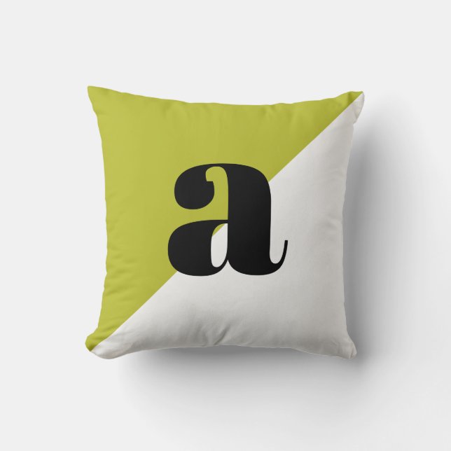Lime Green Modern Minimal Trendy Monogram  Cushion (Front)