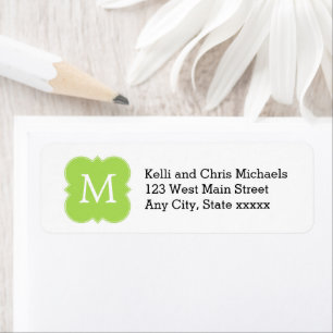 Lime Green Monogram Return Address Labels