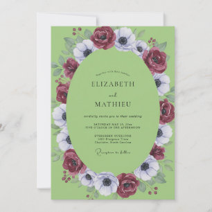 Lime Green Moody Botanical Wedding Invitation