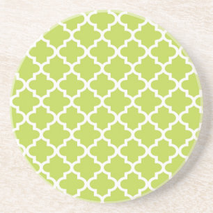 Lime green Moroccan tile pattern geometric modern Coaster